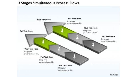 3 Stages Simultaneous Process Flows Ppt Sample Business Continuity Plan PowerPoint Templates