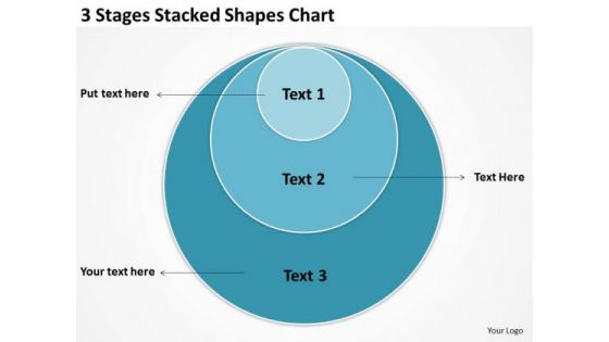 3 Stages Stacked Shapes Chart Example Of Business Plan Outline PowerPoint Slides