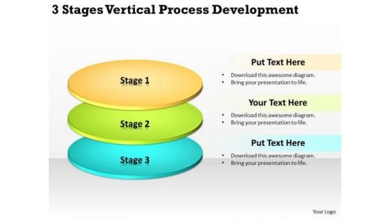 3 Stages Vertical Process Development Business Plan Templete PowerPoint Slides