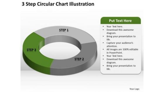 3 Step Circular Chart Illustration Business Plan Template Pages PowerPoint Templates