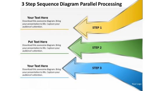 3 Step Sequence Diagram Parallel Processing Record Label Business Plan PowerPoint Templates