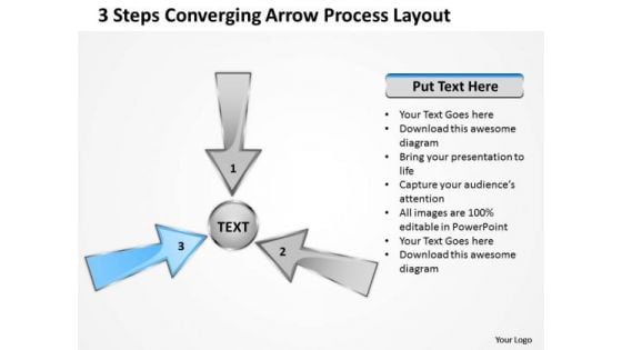 3 Steps Converging Arrow Process Layout Circular Diagram PowerPoint Templates