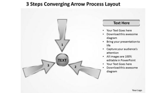 3 Steps Converging Arrow Process Layout Cycle Flow Diagram PowerPoint Templates