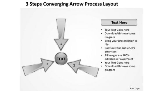 3 Steps Converging Arrow Process Layout Cycle Flow Diagram PowerPoint Templates