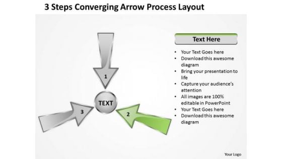 3 Steps Converging Arrow Process Layout Ppt Cycle Flow Diagram PowerPoint Templates