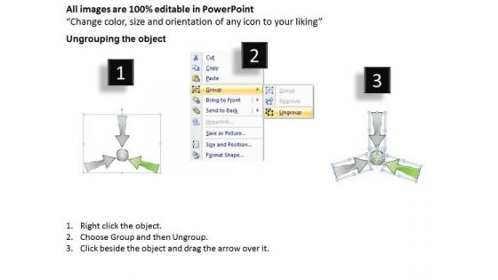3 Steps Converging Arrow Process Layout Ppt Cycle Flow Diagram PowerPoint Templates