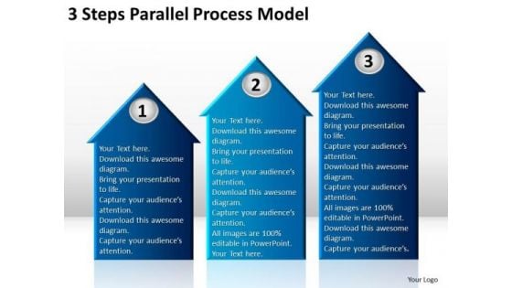 3 Steps Parallel Process Model Writting Business Plan PowerPoint Slides