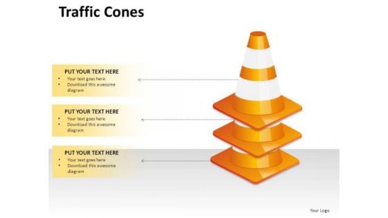 3 Traffic Cones Stacked PowerPoint Slides And Ppt Diagram Templates