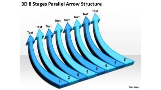 3d 8 Stages Parallel Arrow Structure Restaurants Business Plan PowerPoint Templates