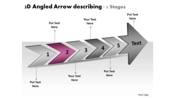 3d Angled Arrow Describing 5 Stages Flowchart Maker PowerPoint Templates