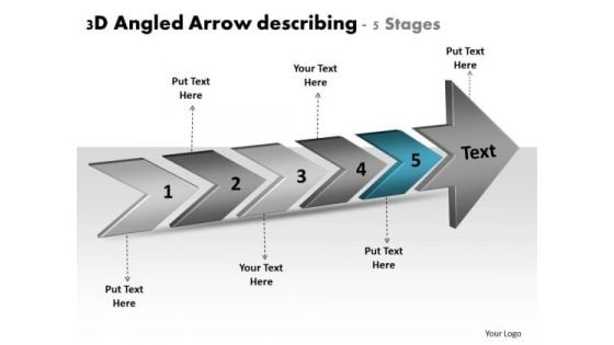 3d Angled Arrow Describing 5 Stages Ppt Business Work Flow Chart PowerPoint Slides