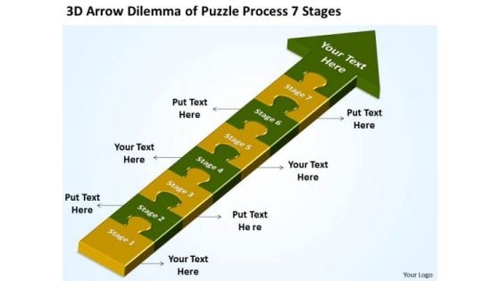 3d Arrow Dilemma Of Puzzle Process 7 Stages Make Flowchart PowerPoint Templates