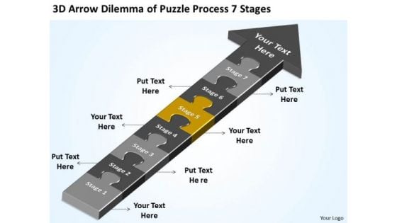 3d Arrow Dilemma Of Puzzle Process 7 Stages Preparing Business Plan PowerPoint Slides