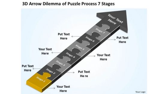 3d Arrow Dilemma Of Puzzle Process 7 Stages Small Business Plans PowerPoint Templates