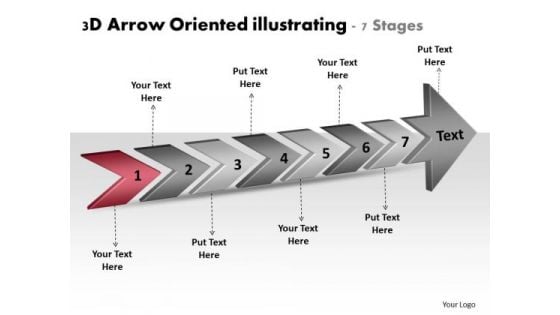 3d Arrow Oriented Illustrating 7 Stages Customer Tech Support PowerPoint Templates