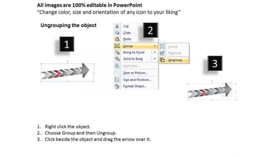 3d Arrow Oriented Illustrating 7 Stages Ppt Flowchart Maker PowerPoint Slides