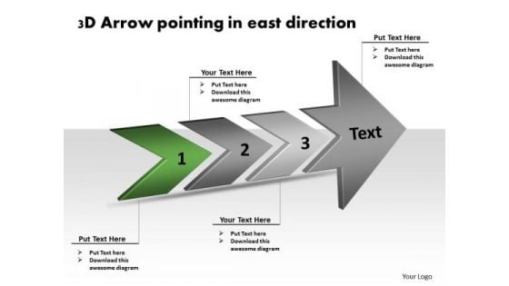 3d Arrow Pointing East Direction Electronic Circuit Design PowerPoint Templates