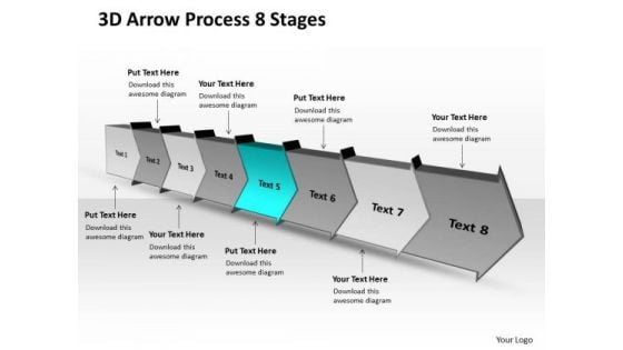 3d Arrow Process 8 Stages Business Flow Chart Free PowerPoint Templates