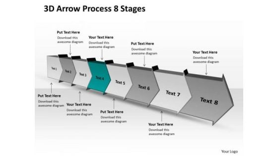 3d Arrow Process 8 Stages Flow Chart Free PowerPoint Templates