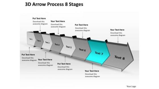 3d Arrow Process 8 Stages Ppt Flow Chart Free PowerPoint Templates