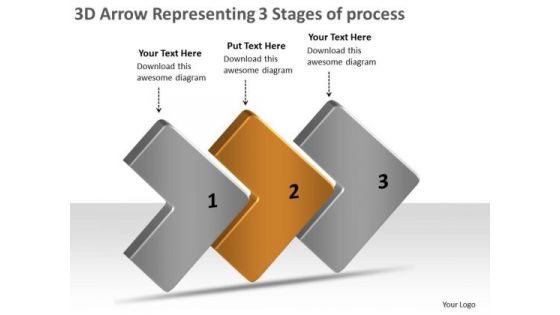 3d Arrow Representing Stages Of Process Creating Flow Chart PowerPoint Templates