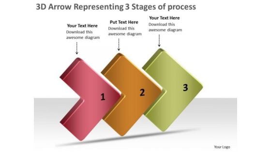 3d Arrow Representing Stages Of Process Flow Chart Program PowerPoint Templates