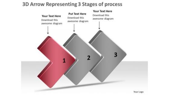 3d Arrow Representing Stages Of Process Flow Chart Template PowerPoint Templates