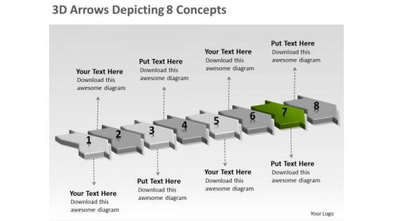 3d Arrows Depicting 8 Concepts Network Mapping Freeware PowerPoint Templates