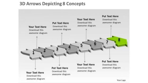 3d Arrows Depicting 8 Concepts Ppt Electrical Design PowerPoint Templates