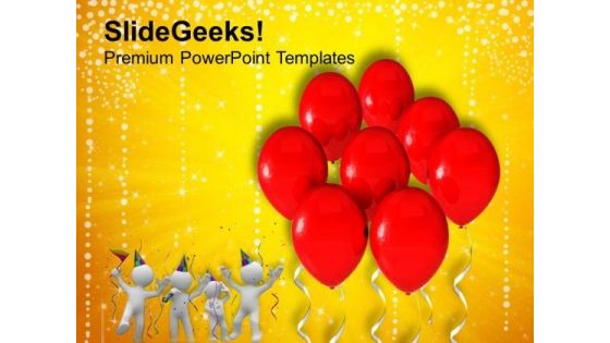 3d Birthday Party Balloons PowerPoint Templates Ppt Backgrounds For Slides 0413