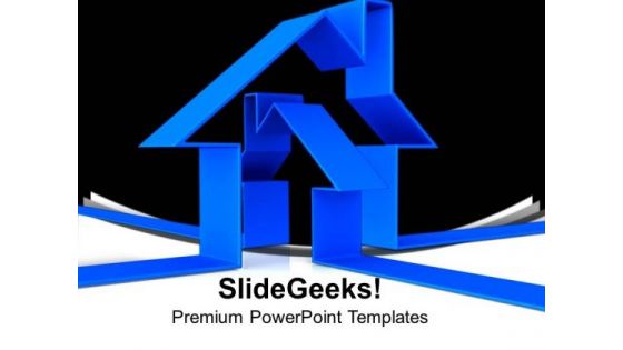 3d Blue House Illustration Real Estate PowerPoint Templates Ppt Backgrounds For Slides 0113