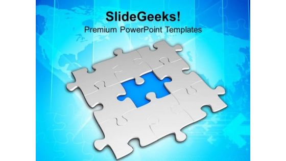 3d Blue Missing Jigsaw Puzzle Business PowerPoint Templates Ppt Backgrounds For Slides 0413