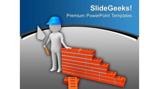 3d Builder With Brick Wall PowerPoint Templates Ppt Backgrounds For Slides 0713