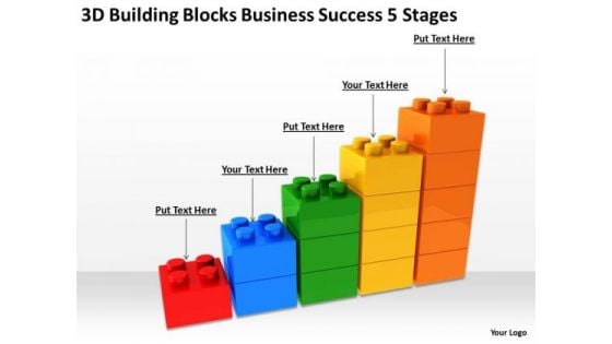 3d Building Blocks Business Success 5 Stages Ideas PowerPoint Slides