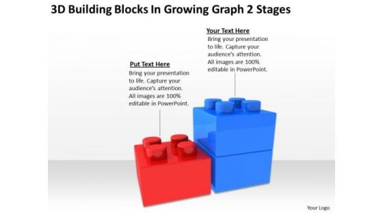 3d Building Blocks Growing Graph 2 Stages Business Plan PowerPoint Slides