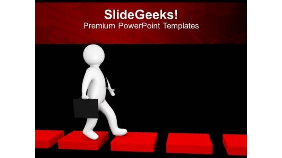 3d Business Man Going Red Cube Way PowerPoint Templates Ppt Backgrounds For Slides 0213