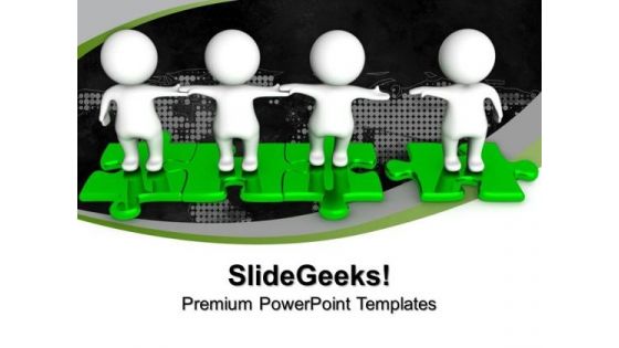 3d Business People On Puzzle Pieces Teamwork PowerPoint Templates And PowerPoint Themes 0912