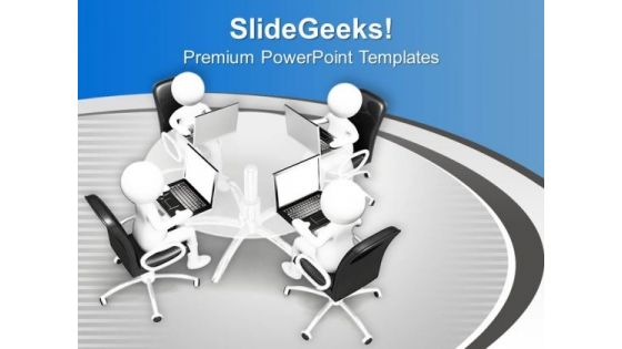 3d Business People Working On Laptop PowerPoint Templates Ppt Backgrounds For Slides 0213