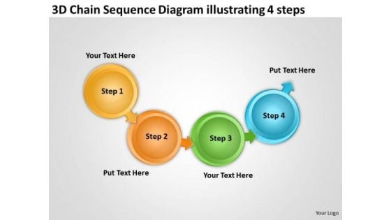 3d Chain Sequence Diagram Illustrating 4 Steps Make Flowchart PowerPoint Templates