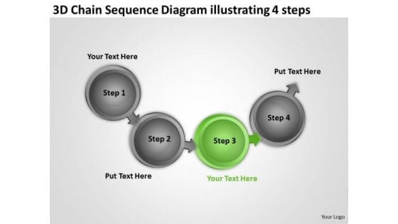 3d Chain Sequence Diagram Illustrating 4 Steps Ppt Business Plan Financials PowerPoint Slides