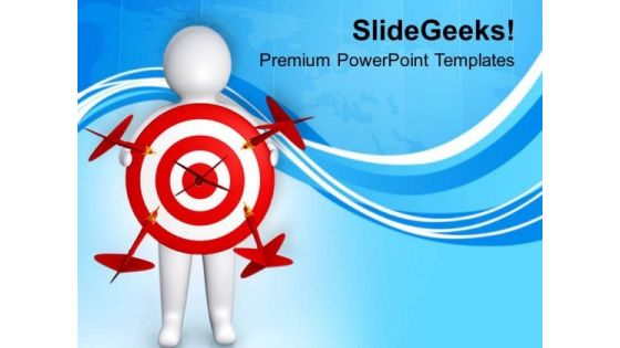 3d Character Holding A Red Target PowerPoint Templates Ppt Backgrounds For Slides 0713