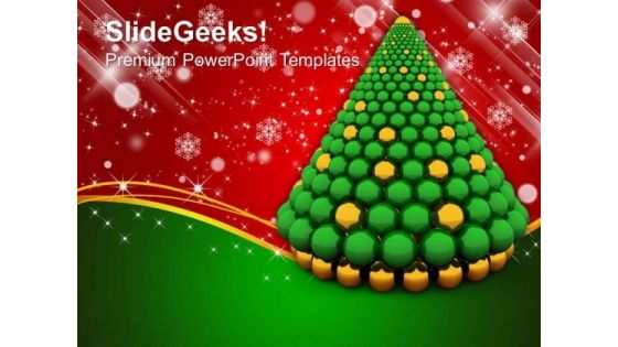 3d Christmas Tree Made Of Spheres PowerPoint Templates And PowerPoint Themes 1012