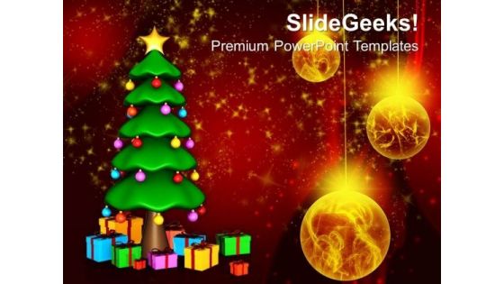 3d Christmas Tree With Gifts And New Year Coming PowerPoint Templates And PowerPoint Themes 1012