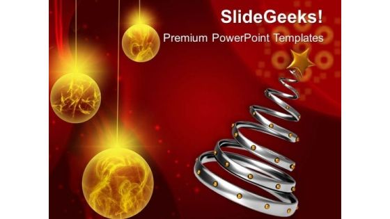 3d Christmas Tree With Golden Baubles PowerPoint Templates Ppt Backgrounds For Slides 1112