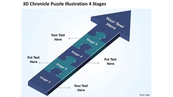 3d Chronicle Puzzle Illustration 4 Stages Make Flowchart PowerPoint Templates