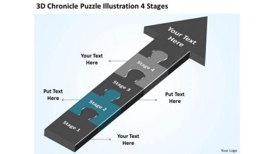 3d Chronicle Puzzle Illustration 4 Stages Making Business Plan PowerPoint Slides