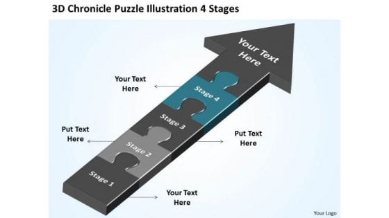 3d Chronicle Puzzle Illustration 4 Stages Ppt Sample Business Plan PowerPoint Templates