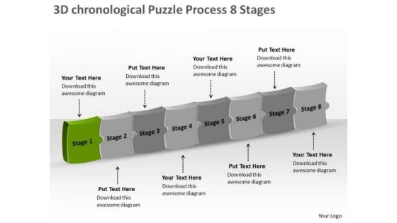 3d Chronological Puzzle Process 8 Stages Flow Chart Free PowerPoint Slides