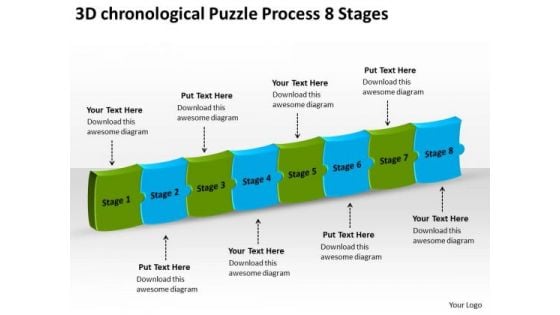 3d Chronological Puzzle Process 8 Stages Flowcharts In Vision PowerPoint Slides