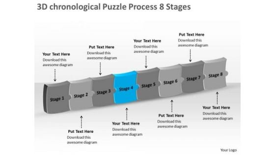 3d Chronological Puzzle Process 8 Stages Freeware Flowchart Slides PowerPoint Templates